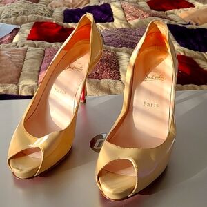 Christian Louboutin Cream Colored Patent Leather Heels